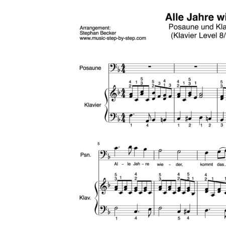"Alle Jahre wieder" für Posaune (Klavierbegleitung Level 8/10) | inkl. Aufnahme, Text und Playalong music-step-by-step