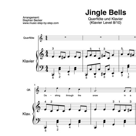 "Jingle Bells" für Querflöte (Klavierbegleitung Level 8/10) | inkl. Aufnahme, Text und Begleitaufnahme by music-step-by-step