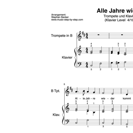 "Alle Jahre wieder" für Trompete (Klavierbegleitung Level 4/10) | inkl. Aufnahme, Text und Playalong by music-step-by-step