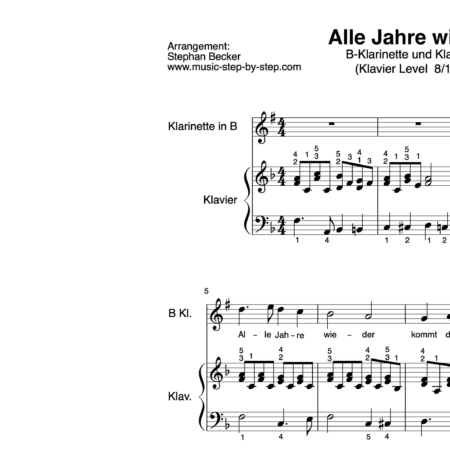 "Alle Jahre wieder" für Klarinette in B (Klavierbegleitung Level 8/10) | inkl. Aufnahme, Text und Playalong music-step-by-step