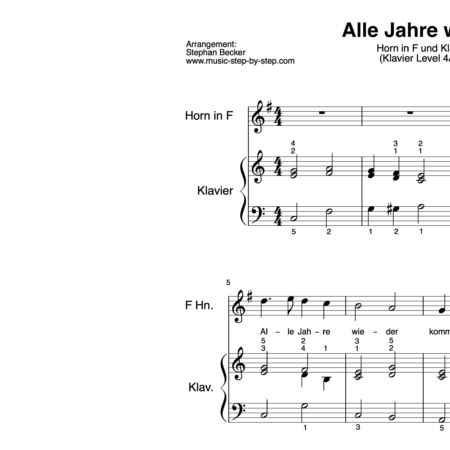 “Alle Jahre wieder” für Horn in F (Klavierbegleitung Level 4/10) | inkl. Aufnahme, Text und Playalong by music-step-by-step