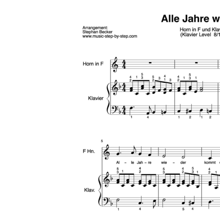 “Alle Jahre wieder” für Horn in F (Klavierbegleitung Level 8/10) | inkl. Aufnahme, Text und Playalong by music-step-by-step