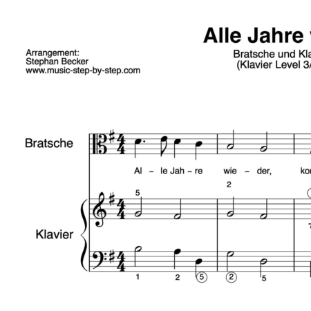 “Alle Jahre wieder” für Bratsche (Klavierbegleitung Level 3/10) | inkl. Aufnahme, Text und Playalong by music-step-by-step