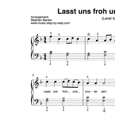 “Lasst uns froh und munter sein” für Klavier (Level 4/10) | inkl. Aufnahme und Text by music-step-by-step