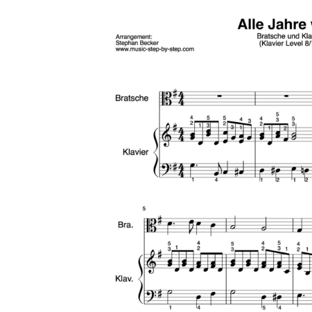 “Alle Jahre wieder” für Bratsche (Klavierbegleitung Level 8/10) | inkl. Aufnahme, Text und Playalong by music-step-by-step