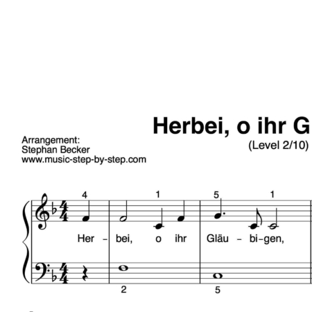 “Herbei, o ihr Gläubigen” für Klavier (Level 2/10) | inkl. Aufnahme und Text by music-step-by-step