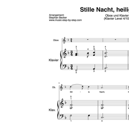 “Stille Nacht, heilige Nacht” für Oboe (Klavierbegleitung Level 4/10) | inkl. Aufnahme, Text und Begleitaufnahme