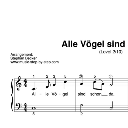 "Alle Vögel sind schon da" für Klavier (Level 2/10) | inkl. Aufnahme und Text by music-step-by-step