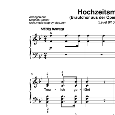Hochzeitsmarsch “Treulich geführt” für Klavier (Level 8/10) | inkl. Aufnahme und Text by music-step-by-step