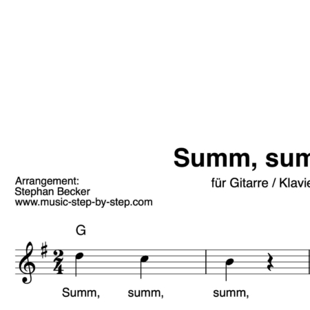 “Summ, summ, summ” Begleitakkorde für Gitarre / Klavier und Gesang (Leadsheet) | inkl. Melodie und Text by music-step-by-step