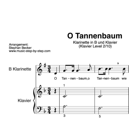 “O Tannenbaum” für Klarinette in B (Klavierbegleitung Level 2/10) | inkl. Aufnahme, Text und Playalong by music-step-by-step