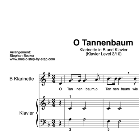 “O Tannenbaum” für Klarinette in B (Klavierbegleitung Level 3/10) | inkl. Aufnahme, Text und Playalong by music-step-by-step