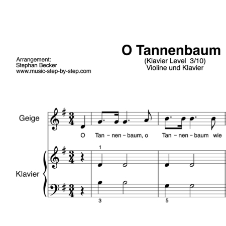 "O Tannenbaum" für Geige (Klavierbegleitung Level 3/10) | inkl. Aufnahme, Text und Playalong by music-step-by-step