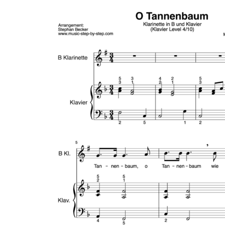 “O Tannenbaum” für Klarinette in B (Klavierbegleitung Level 4/10) | inkl. Aufnahme, Text und Playalong by music-step-by-step