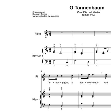 “O Tannenbaum” für Querflöte (Klavierbegleitung Level 4/10) | inkl. Aufnahme, Text und Playalong by music-step-by-step