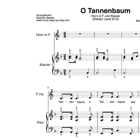 “O Tannenbaum” für Horn (Klavierbegleitung Level 6/10) | inkl. Aufnahme, Text und Playalong by music-step-by-step