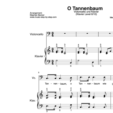 “O Tannenbaum” für Cello (Klavierbegleitung Level 6/10) | inkl. Aufnahme, Text und Playalong by music-step-by-step