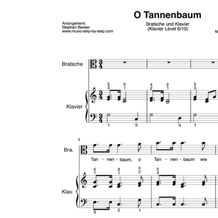 “O Tannenbaum” für Bratsche (Klavierbegleitung Level 6/10) | inkl. Aufnahme, Text und Playalong by music-step-by-step