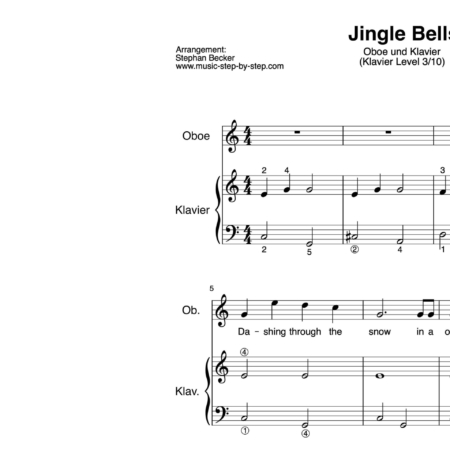 “Jingle Bells” für Oboe (Klavierbegleitung Level 3/10) | inkl. Aufnahme, Text und Begleitaufnahme by music-step-by-step