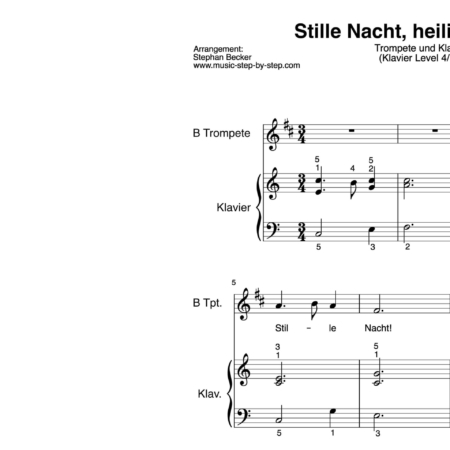 “Stille Nacht, heilige Nacht” für Trompete (Klavierbegleitung Level 4/10) | inkl. Aufnahme, Text und Playalong by music-step-by-step