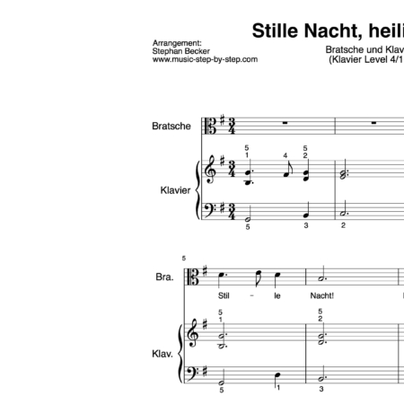 “Stille Nacht, heilige Nacht” für Bratsche (Klavierbegleitung Level 4/10) | inkl. Aufnahme, Text und Playalong by music-step-by-step