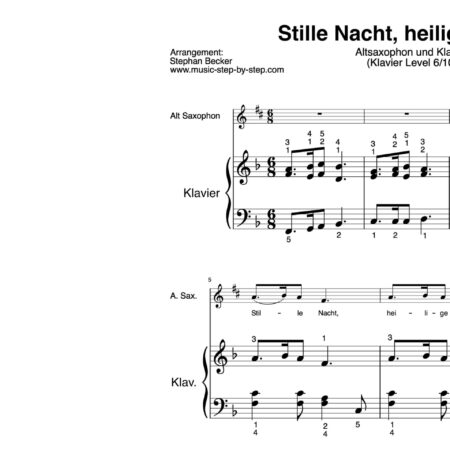 “Stille Nacht, heilige Nacht” für Altsaxophon (Klavierbegleitung Level 6/10) | inkl. Aufnahme, Text und Playalong by music-step-by-step