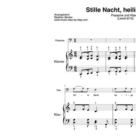 “Stille Nacht, heilige Nacht” für Posaune (Klavierbegleitung Level 6/10) | inkl. Aufnahme, Text und Playalong by music-step-by-step