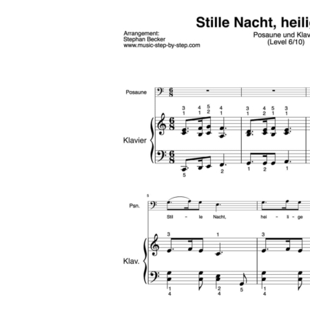 “Stille Nacht, heilige Nacht” für Posaune (Klavierbegleitung Level 6/10) | inkl. Aufnahme, Text und Playalong by music-step-by-step