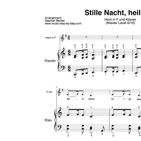 “Stille Nacht, heilige Nacht” für Horn (Klavierbegleitung Level 6/10) | inkl. Aufnahme, Text und Begleitaufnahme by music-step-by-step