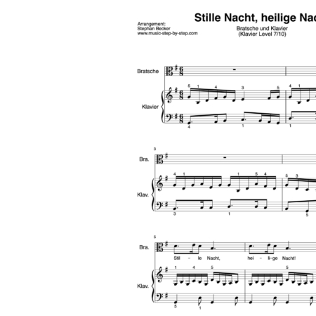 “Stille Nacht, heilige Nacht” für Bratsche (Klavierbegleitung Level 7/10) | inkl. Aufnahme, Text und Playalong by music-step-by-step