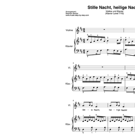 “Stille Nacht, heilige Nacht” für Geige (Klavierbegleitung Level 7/10) | inkl. Aufnahme, Text und Playalong by music-step-by-step