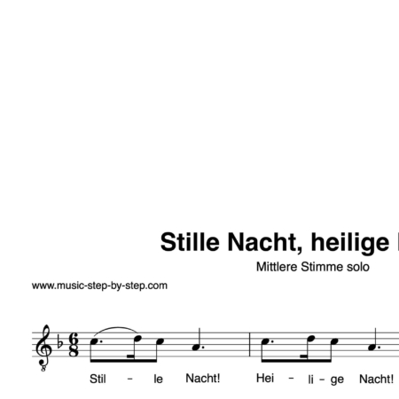 “Stille Nacht, heilige Nacht” für Gesang, mittlere Stimme solo | inkl. Aufnahme und Text by music-step-by-step