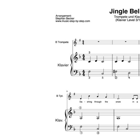 “Jingle Bells” für Trompete (Klavierbegleitung Level 3/10) | inkl. Aufnahme, Text und Begleitaufnahme by music-step-by-step