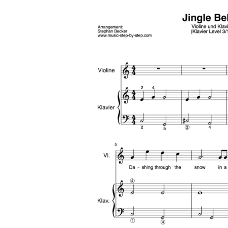 “Jingle Bells” für Geige (Klavierbegleitung Level 3/10) | inkl. Aufnahme, Text und Begleitaufnahme by music-step-by-step