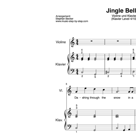 “Jingle Bells” für Geige (Klavierbegleitung Level 4/10) | inkl. Aufnahme, Text und Begleitaufnahme by music-step-by-step