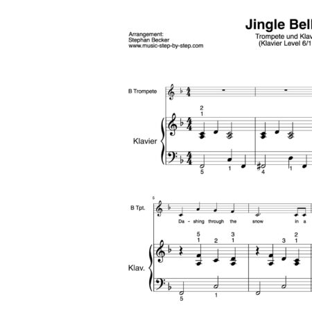 “Jingle Bells” für Trompete (Klavierbegleitung Level 6/10) | inkl. Aufnahme, Text und Begleitaufnahme by music-step-by-step