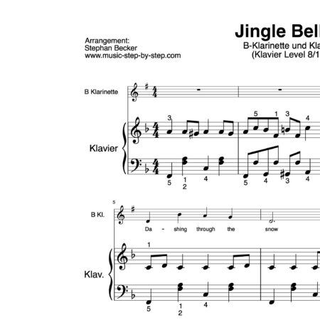 “Jingle Bells” für Klarinette in B (Klavierbegleitung Level 8/10) | inkl. Aufnahme, Text und Begleitaufnahme by music-step-by-step