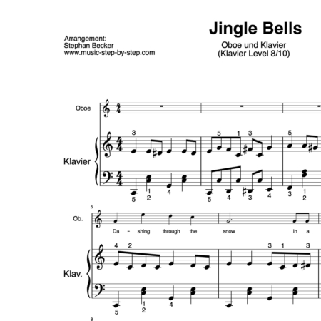 “Jingle Bells” für Oboe (Klavierbegleitung Level 8/10) | inkl. Aufnahme, Text und Begleitaufnahme by music-step-by-step