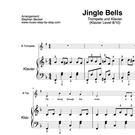 “Jingle Bells” für Trompete (Klavierbegleitung Level 8/10) | inkl. Aufnahme, Text und Begleitaufnahme by music-step-by-step