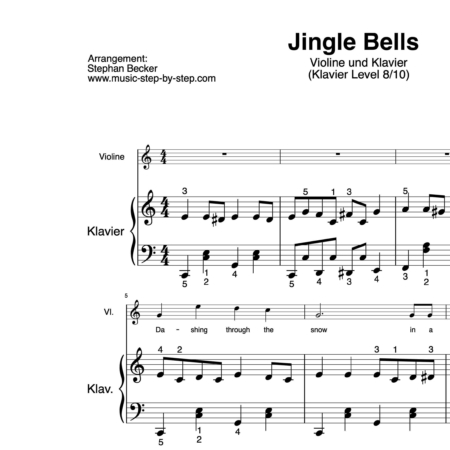 “Jingle Bells” für Geige (Klavierbegleitung Level 8/10) | inkl. Aufnahme, Text und Begleitaufnahme by music-step-by-step