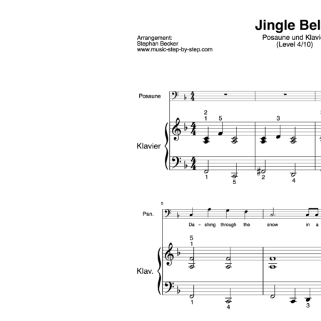 “Jingle Bells” für Posaune (Klavierbegleitung Level 4/10) | inkl. Aufnahme, Text und Begleitaufnahme by music-step-by-step