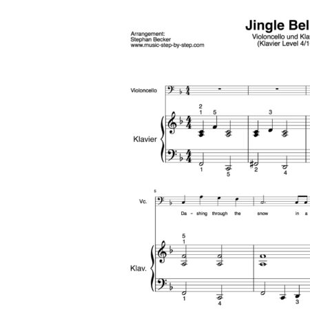 “Jingle Bells” für Cello (Klavierbegleitung Level 4/10) | inkl. Aufnahme, Text und Begleitaufnahme by music-step-by-step