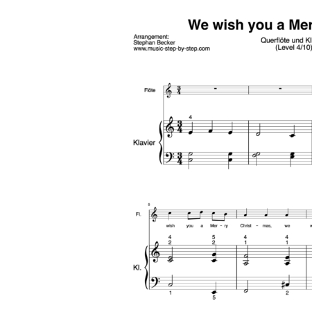"We wish you a Merry Christmas" für Querflöte (Klavierbegleitung Level 4/10) | inkl. Aufnahme, Text und Begleitaufnahme by music-step-by-step