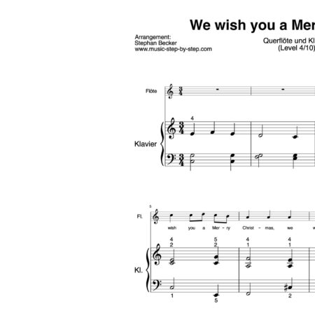 "We wish you a Merry Christmas" für Querflöte (Klavierbegleitung Level 4/10) | inkl. Aufnahme, Text und Begleitaufnahme by music-step-by-step