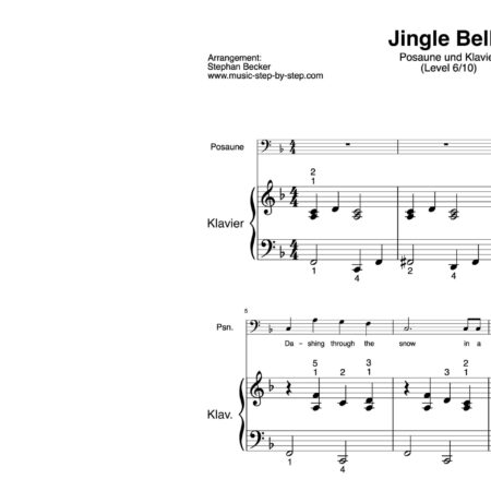 “Jingle Bells” für Posaune (Klavierbegleitung Level 6/10) | inkl. Aufnahme, Text und Begleitaufnahme by music-step-by-step