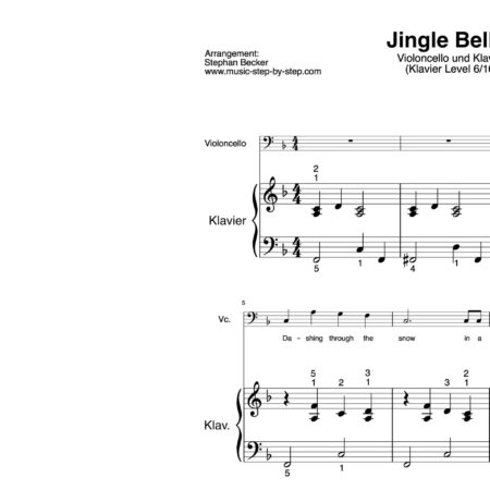 “Jingle Bells” für Cello (Klavierbegleitung Level 6/10) | inkl. Aufnahme, Text und Begleitaufnahme by music-step-by-step