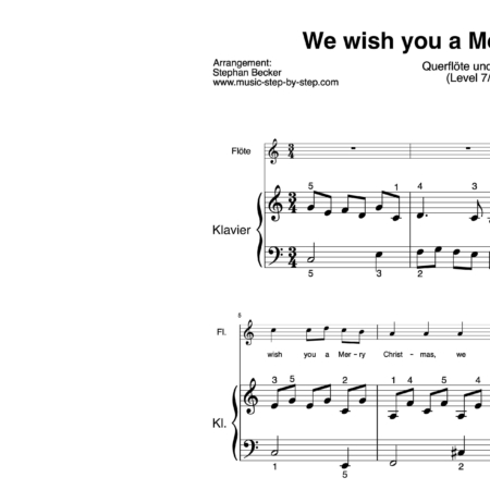"We wish you a Merry Christmas" für Querflöte (Klavierbegleitung Level 7/10) | inkl. Aufnahme, Text und Begleitaufnahme by music-step-by-step