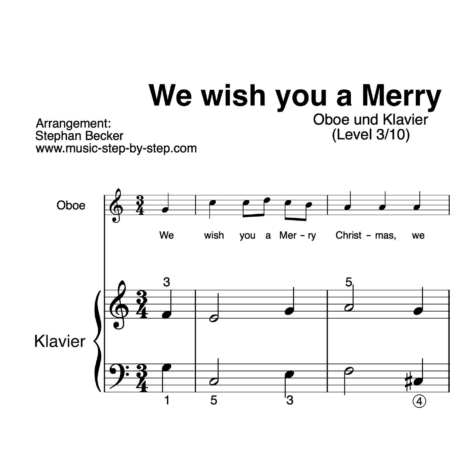 “We wish you a Merry Christmas” für Oboe (Klavierbegleitung Level 3/10) | inkl. Aufnahme, Text und Begleitaufnahme by music-step-by-step