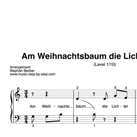 “Am Weihnachtsbaum die Lichter brennen” für Klavier (Level 1/10) | inkl. Aufnahme und Text by music-step-by-step