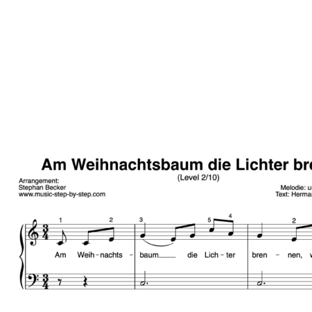 “Am Weihnachtsbaum die Lichter brennen” für Klavier (Level 2/10) | inkl. Aufnahme und Text by music-step-by-step
